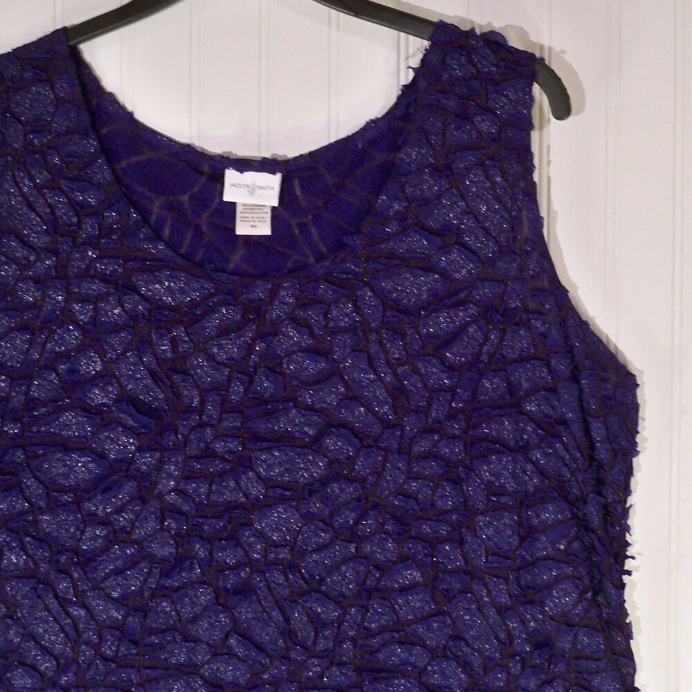 Jaclyn Smith, Blue Crackle Tank Top, 2X